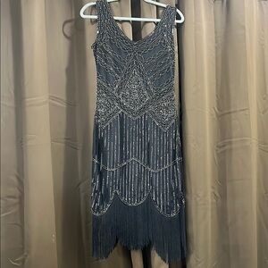 Elegant Beaded Black Dress- S/M